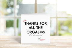 PERSONALISED Thanks For All The Orgasms Greetings Card - The Gifted Panda