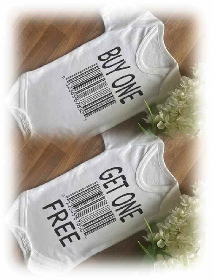 Buy One Get One Free - Funny Twins Baby Vests (2 Pack)