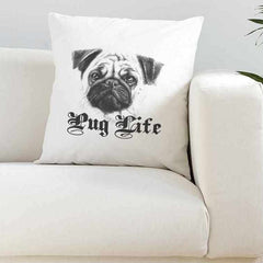 Pug Life Super Soft White Cushion Cover - The Gifted Panda