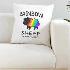 Rainbow Sheep Of The Family Super Soft White Cushion Cover - The Gifted Panda